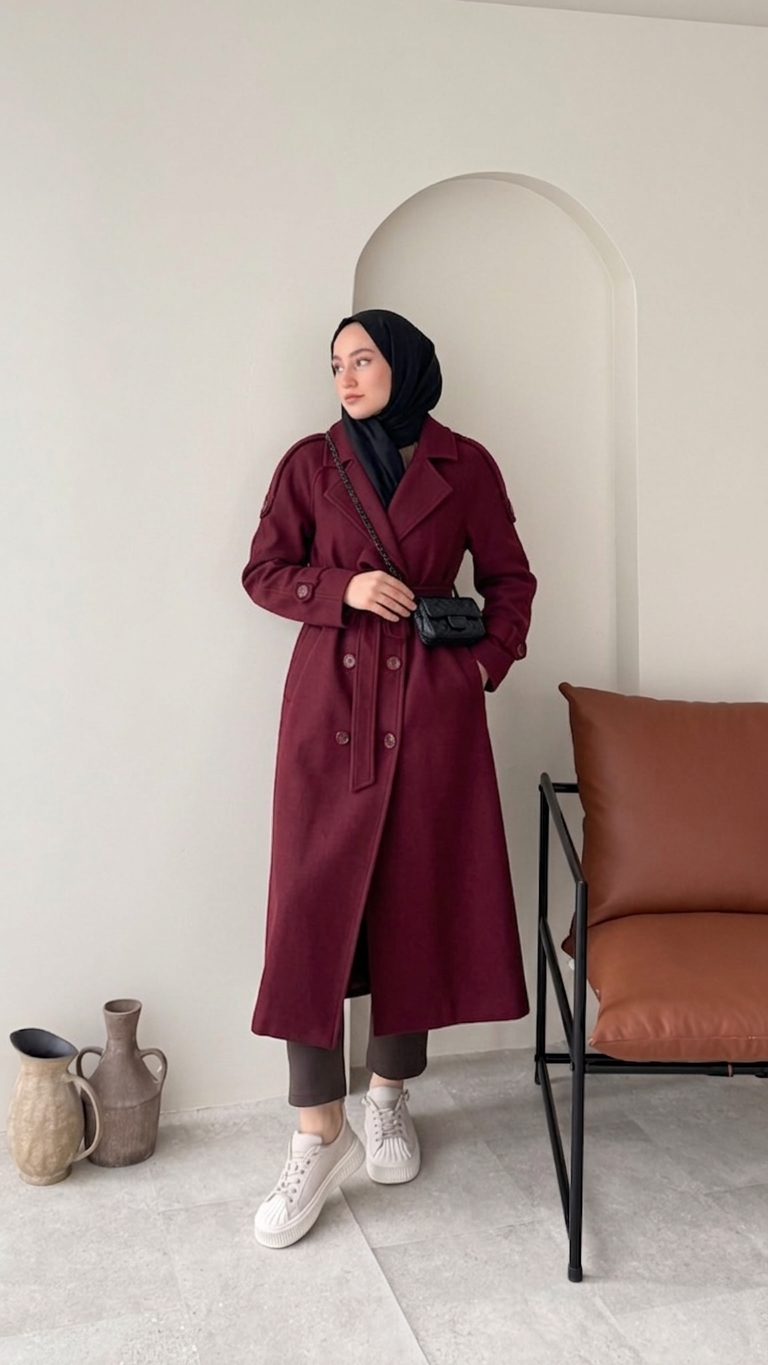 OLA Premium Kaşe Kaban BORDO