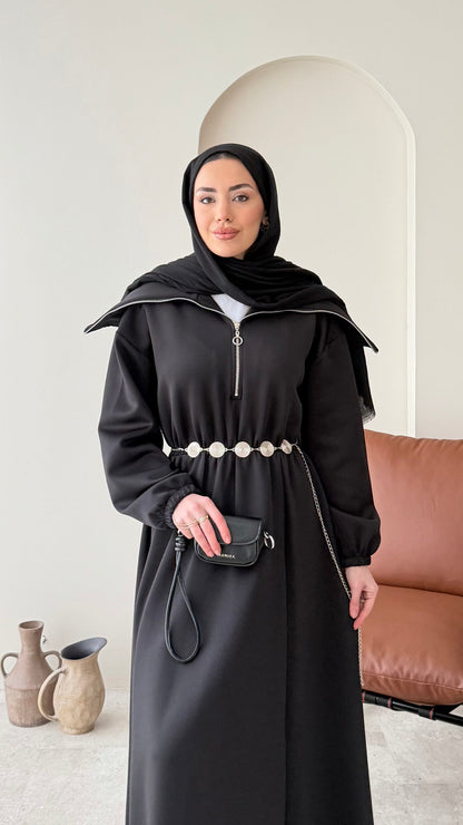 Elen Zincirli Scuba Elbise – Siyah