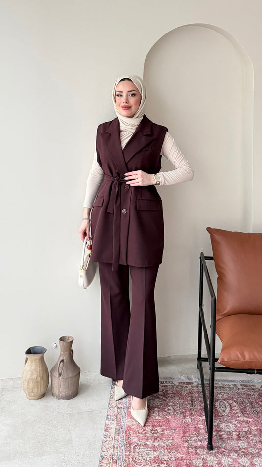 Penta Blazer Yelekli Takım – Mürdüm