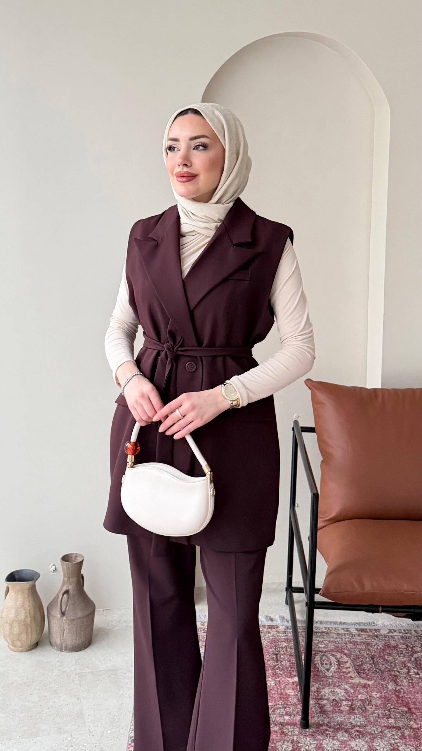 Penta Blazer Yelekli Takım – Mürdüm