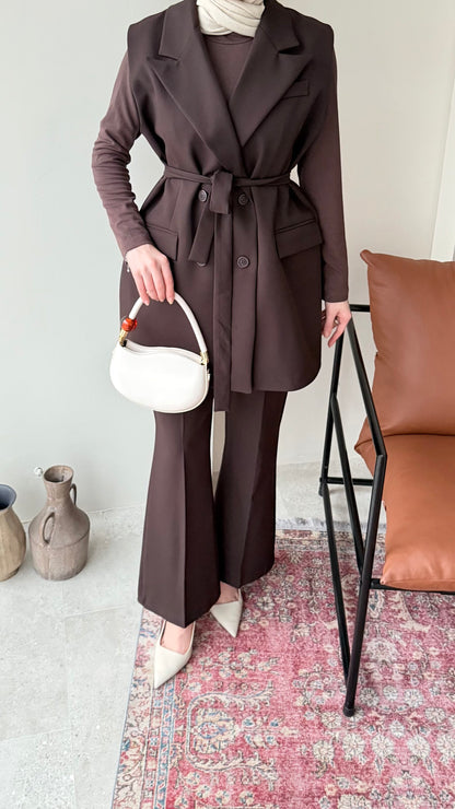 Penta Blazer Yelekli Takım – Kahve