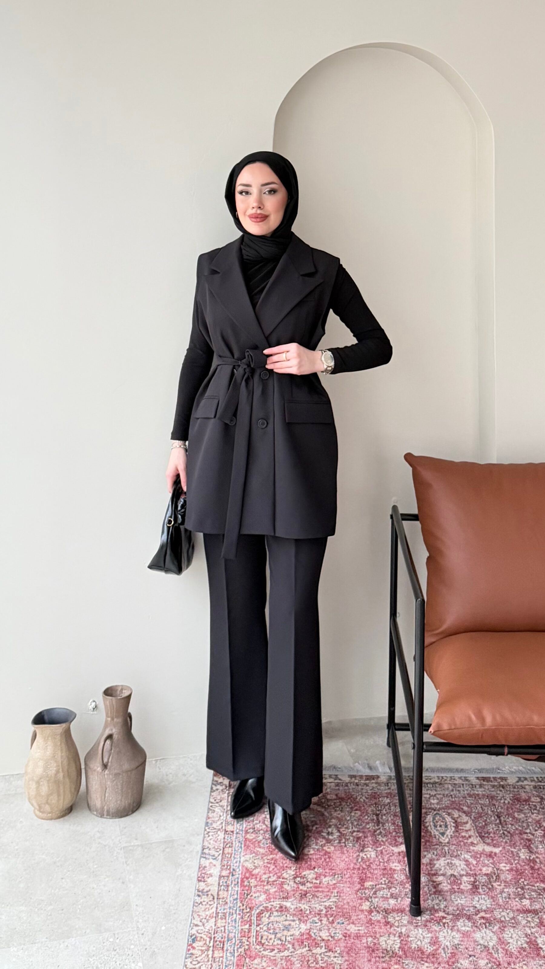 Penta Blazer Yelekli Takım – Siyah