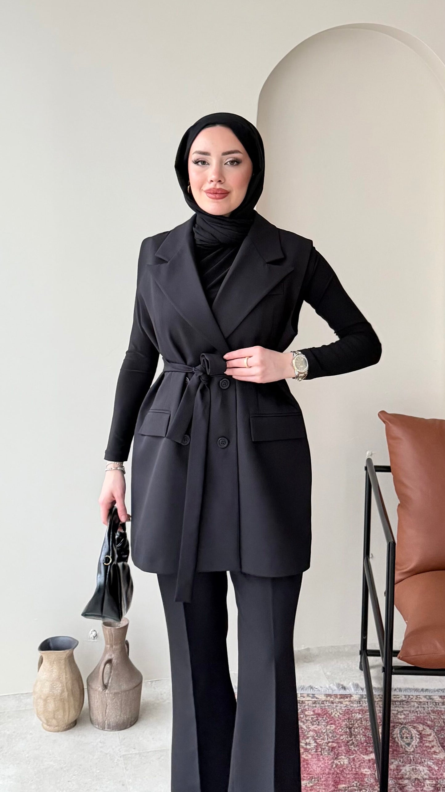 Penta Blazer Yelekli Takım – Siyah