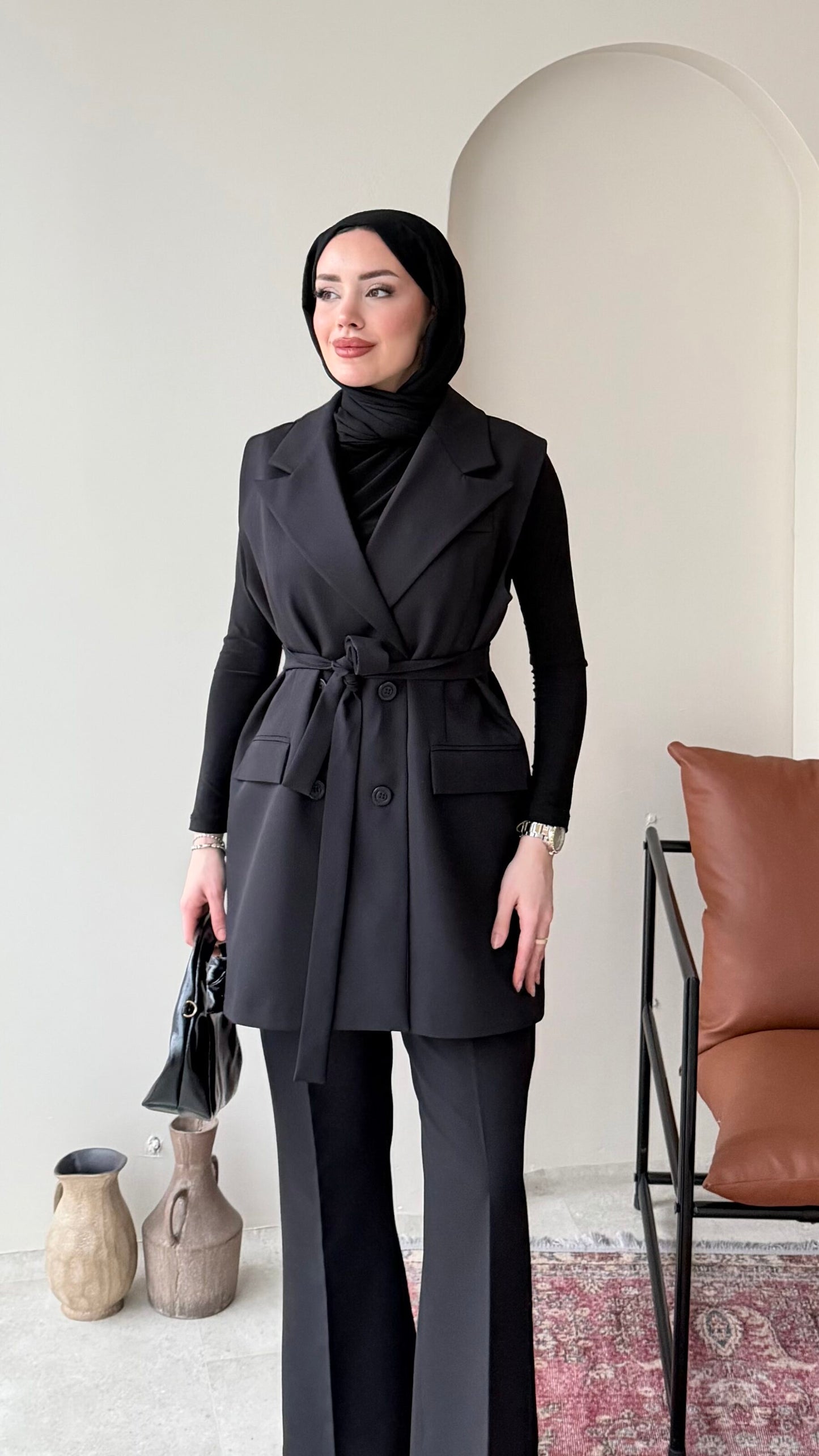 Penta Blazer Yelekli Takım – Siyah
