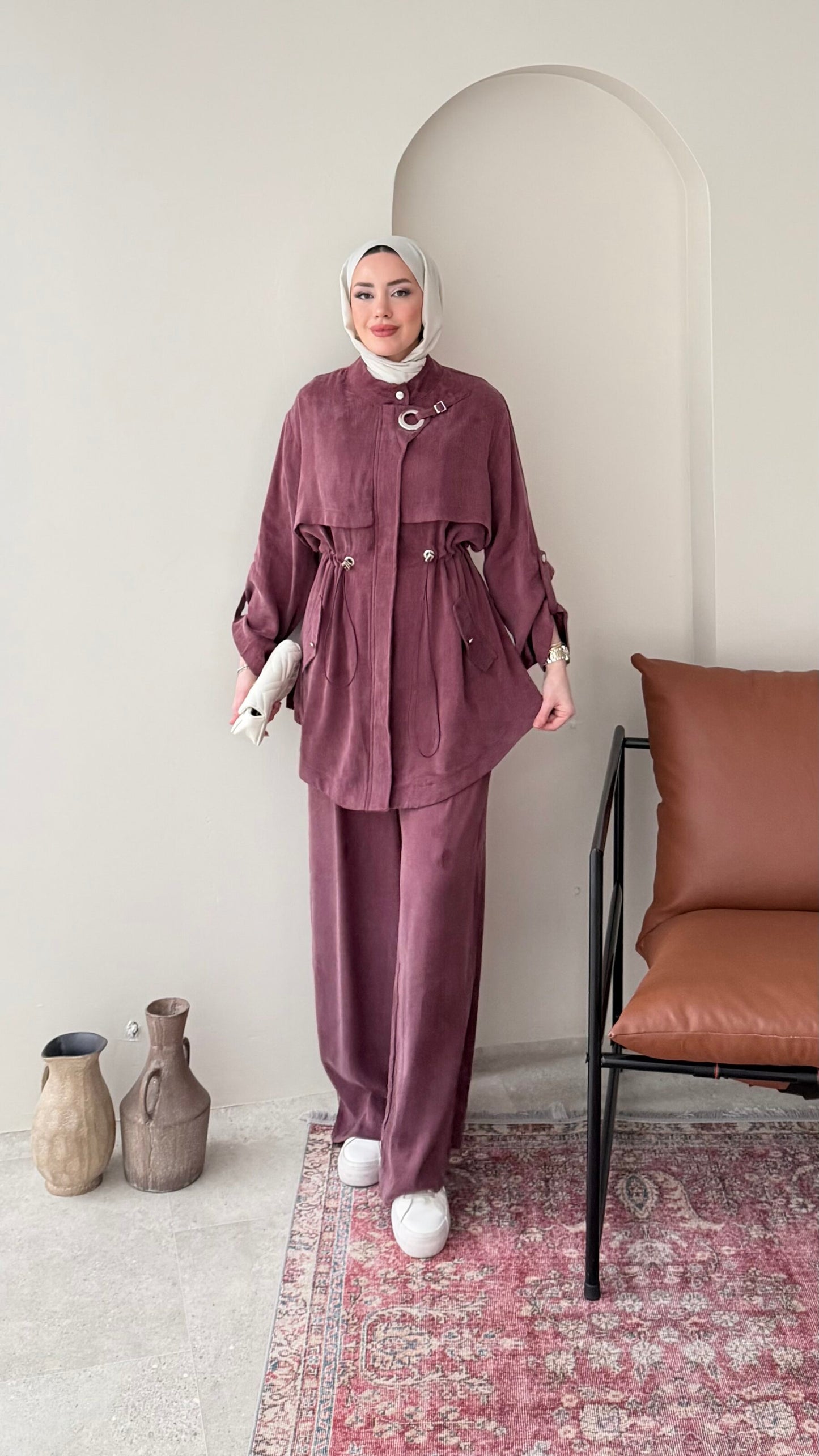 Yâde İpeksi Qupra Takım – Mürdüm