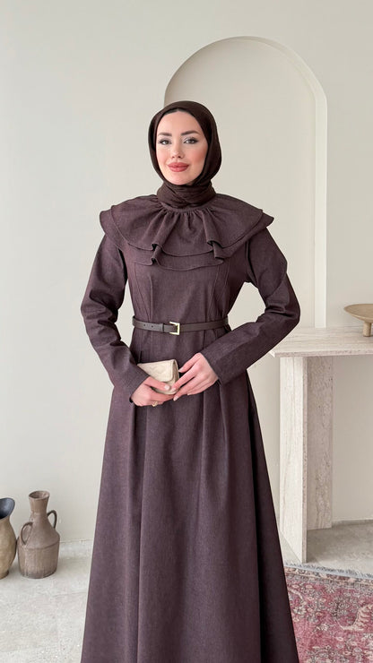 Naze Kot Elbise – Kahve