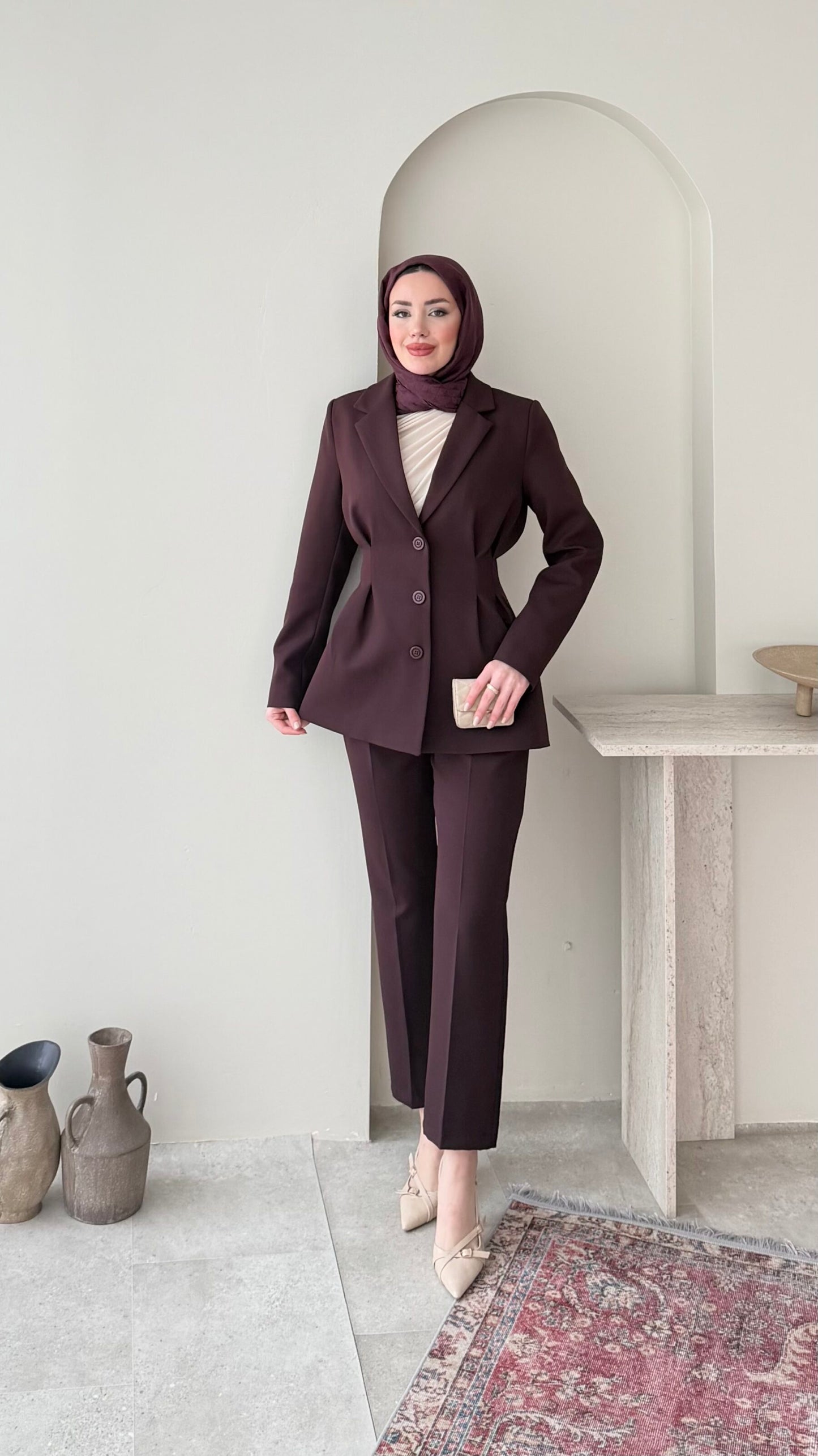 Polya Blazer Takım – Mürdüm