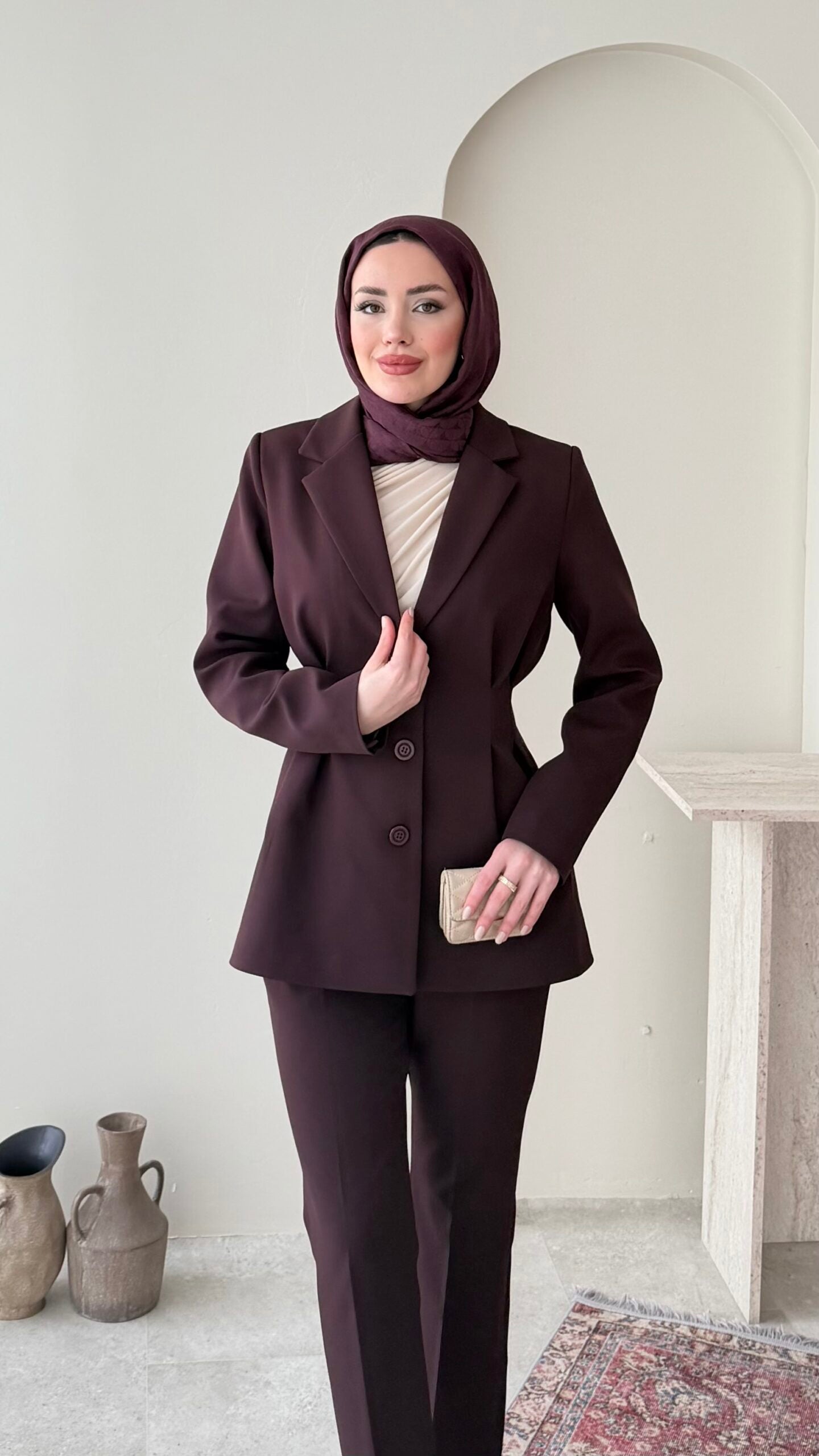Polya Blazer Takım – Mürdüm