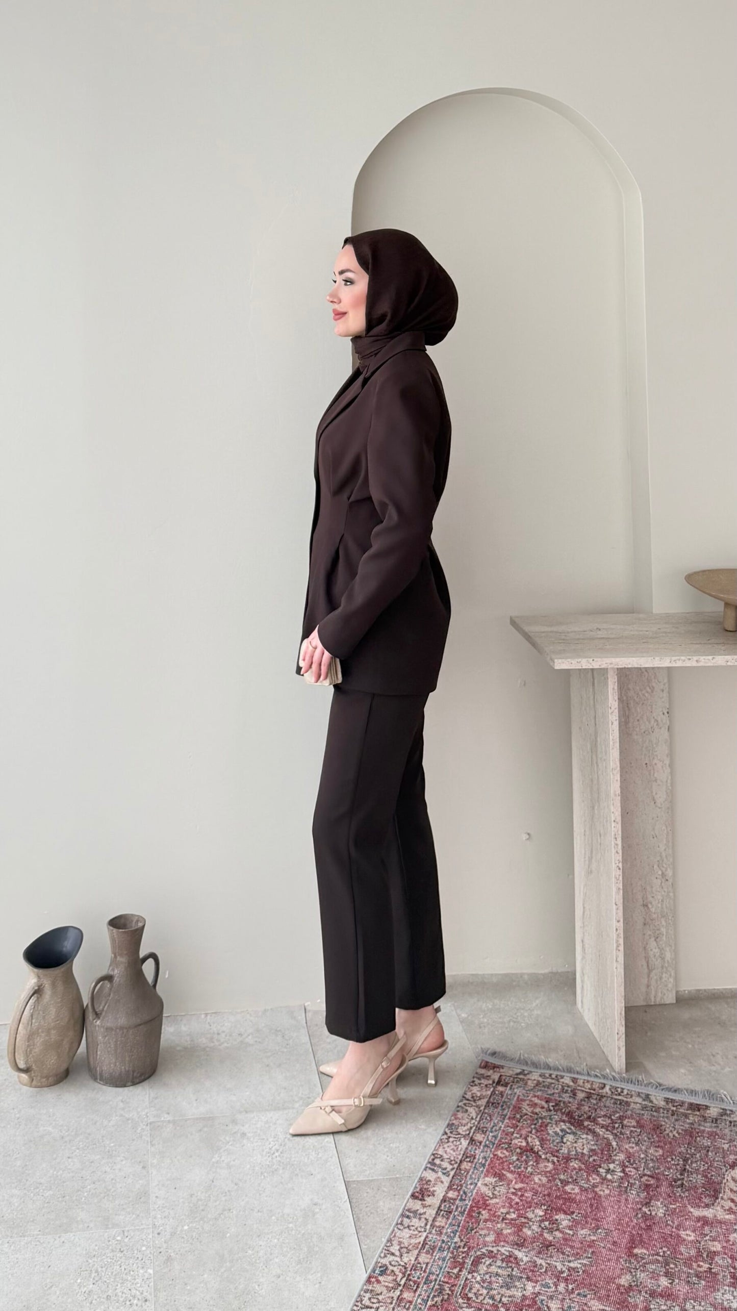 Polya Blazer Takım – Kahve