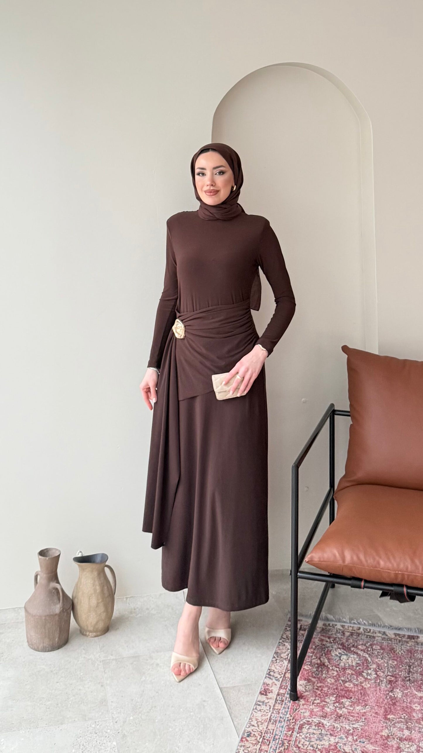Keyla Candy Elbise – Kahve