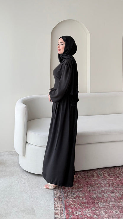 Talya Bağlama Detaylı Elbise – Siyah