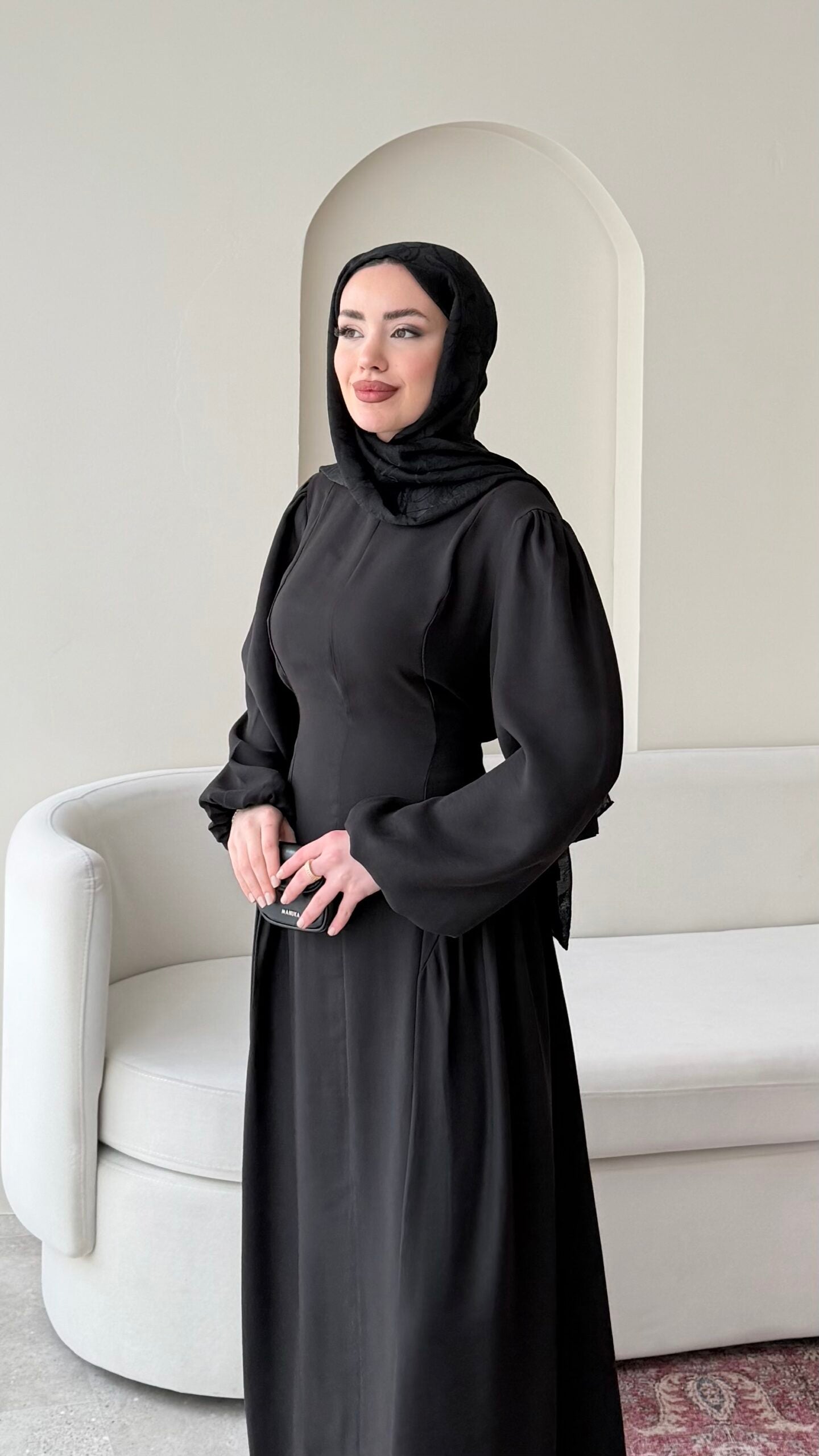 Talya Bağlama Detaylı Elbise – Siyah