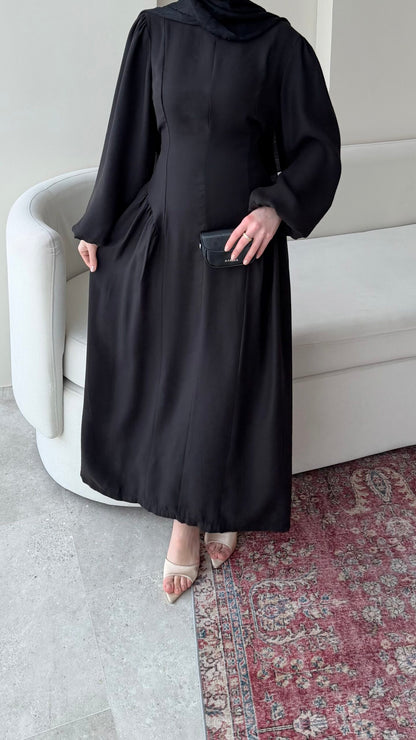 Talya Bağlama Detaylı Elbise – Siyah