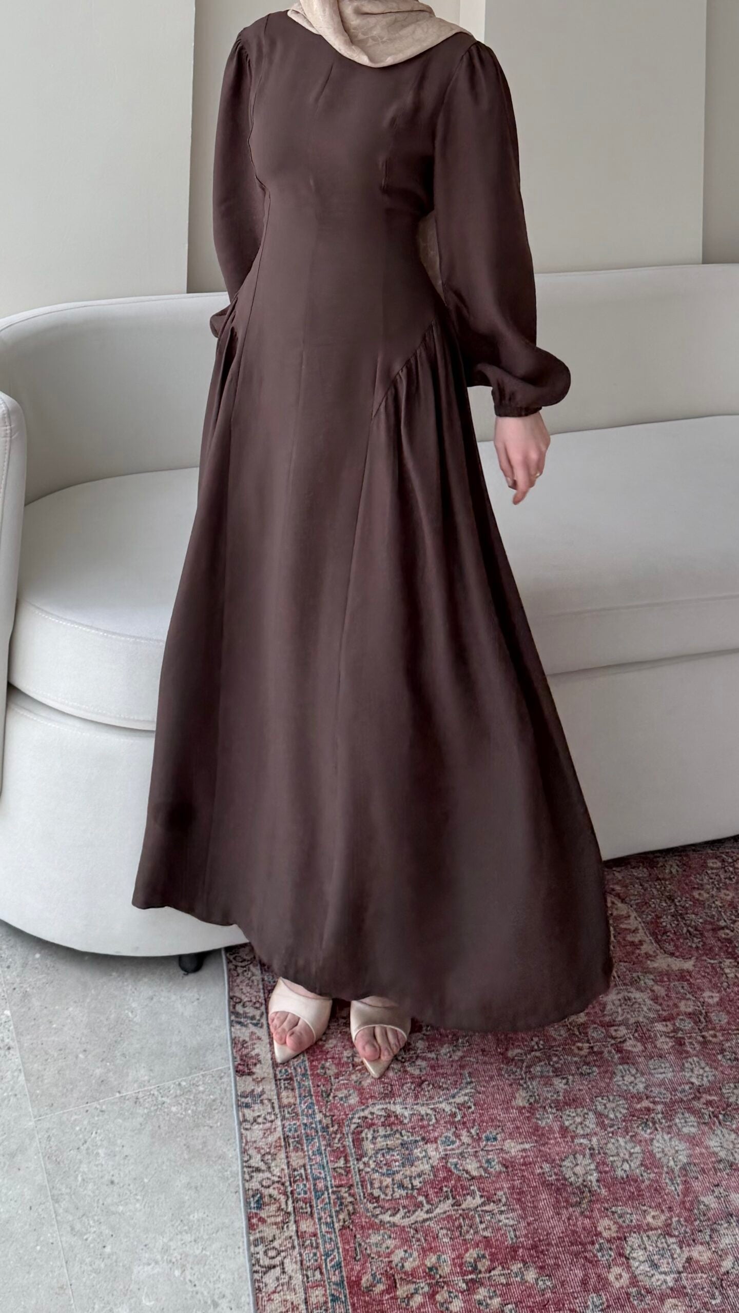 Talya Bağlama Detaylı Elbise – Kahve