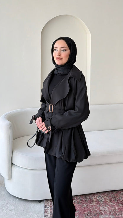 Sue Modal Trenç – Siyah