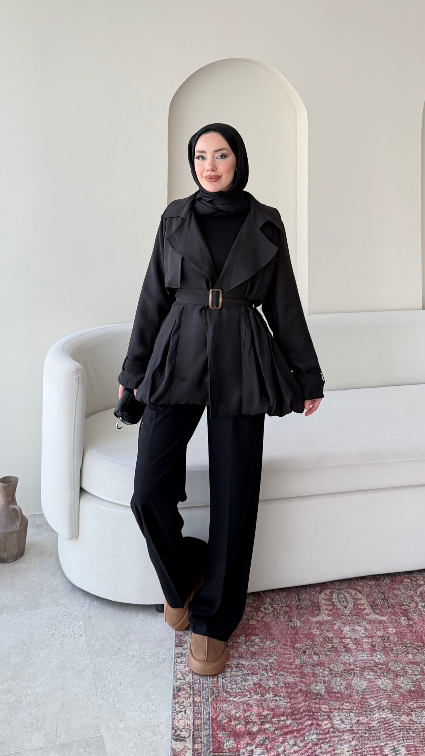 Sue Modal Trenç – Siyah