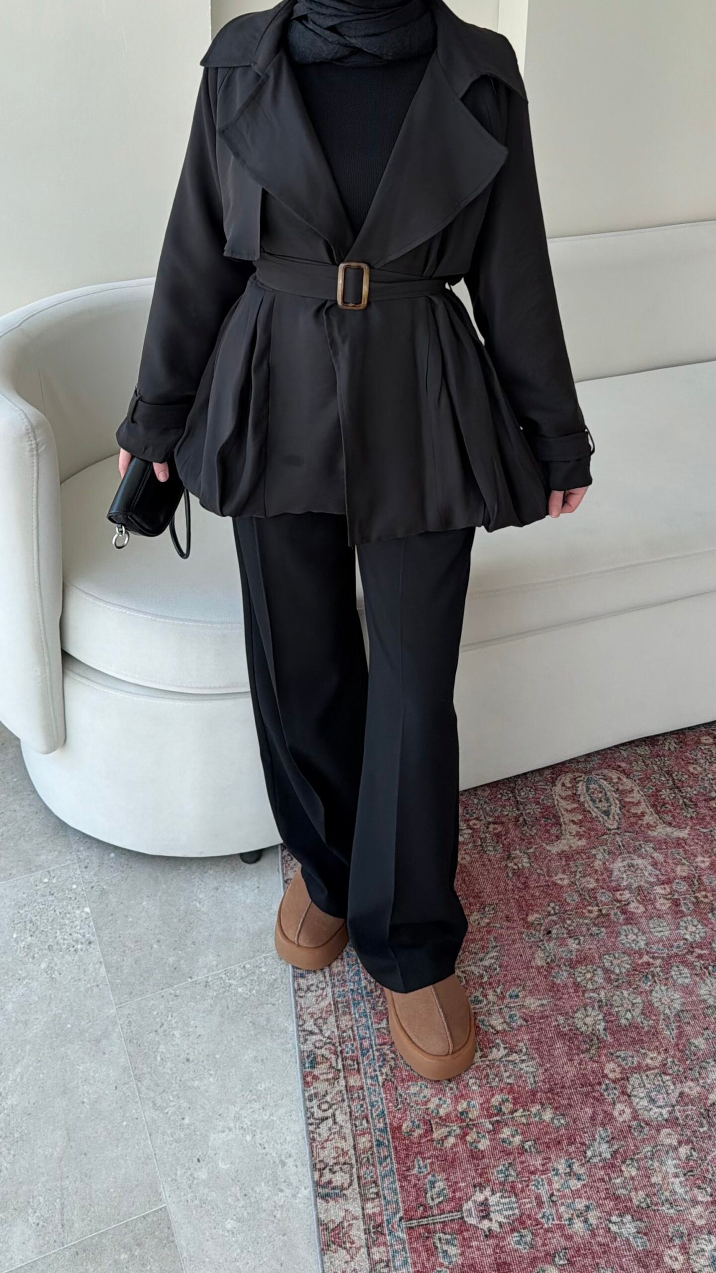 Sue Modal Trenç – Siyah