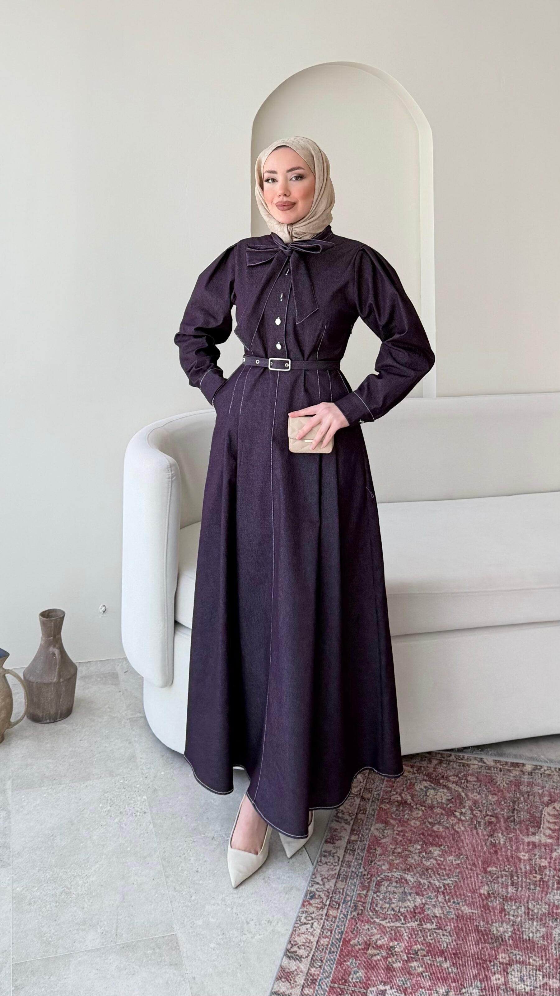Vione Denim Elbise – Mürdüm