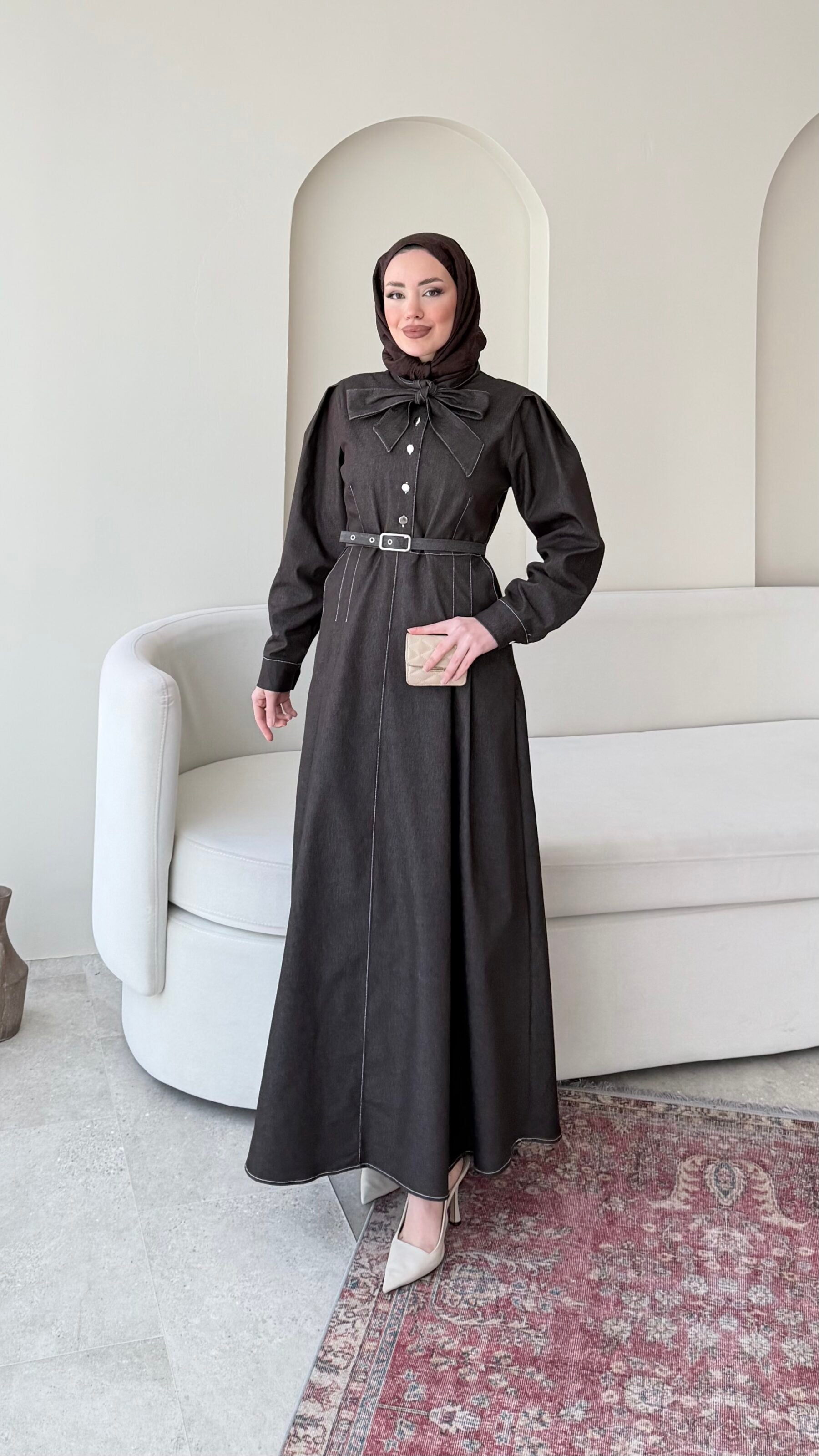 Vione Denim Elbise – Acı Kahve