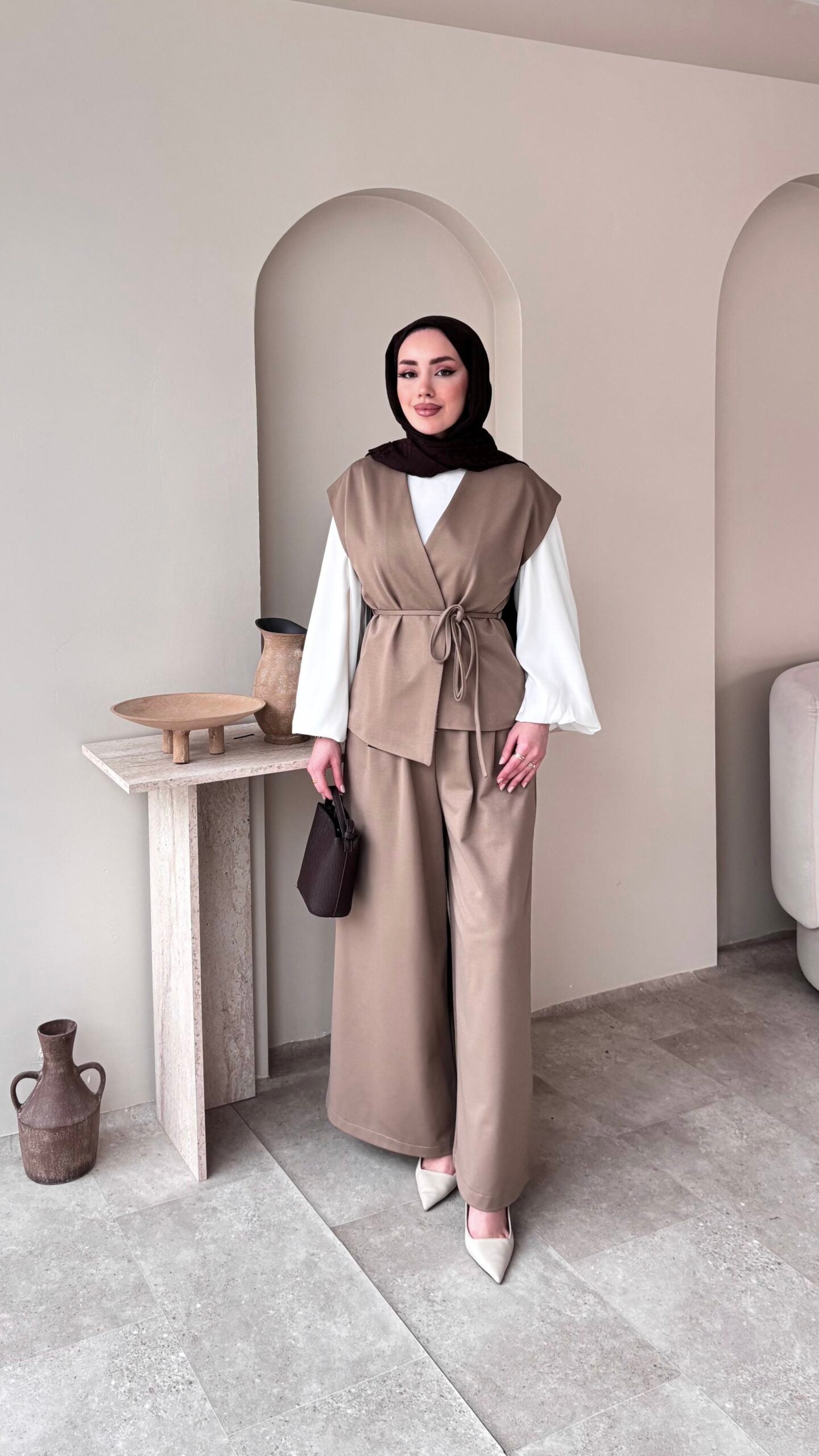 Calm Yelekli Takım – Vizon