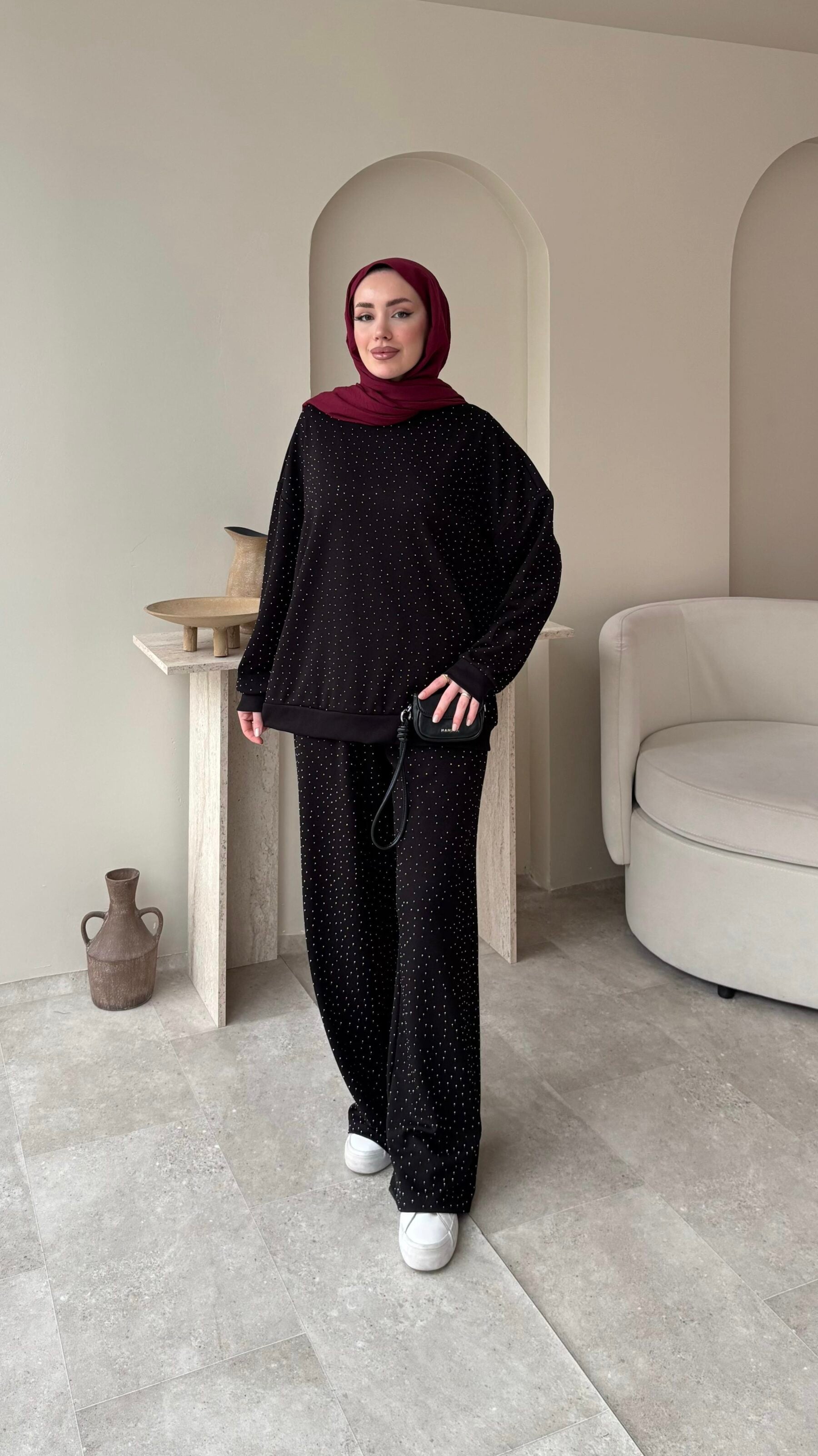 Glow Taşlı Takım – Siyah