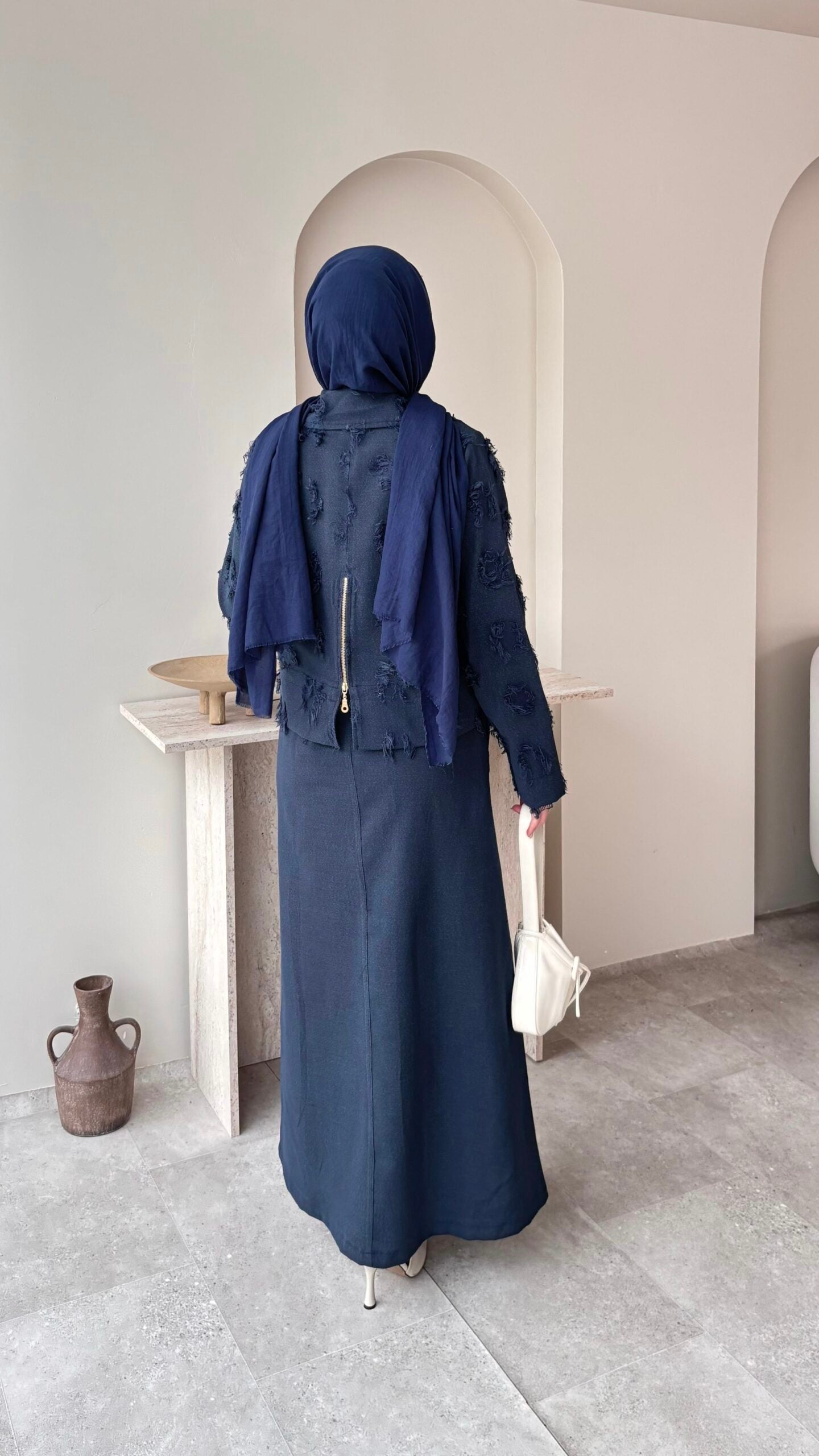 Velvet Jileli Ceket Takım – Lacivert