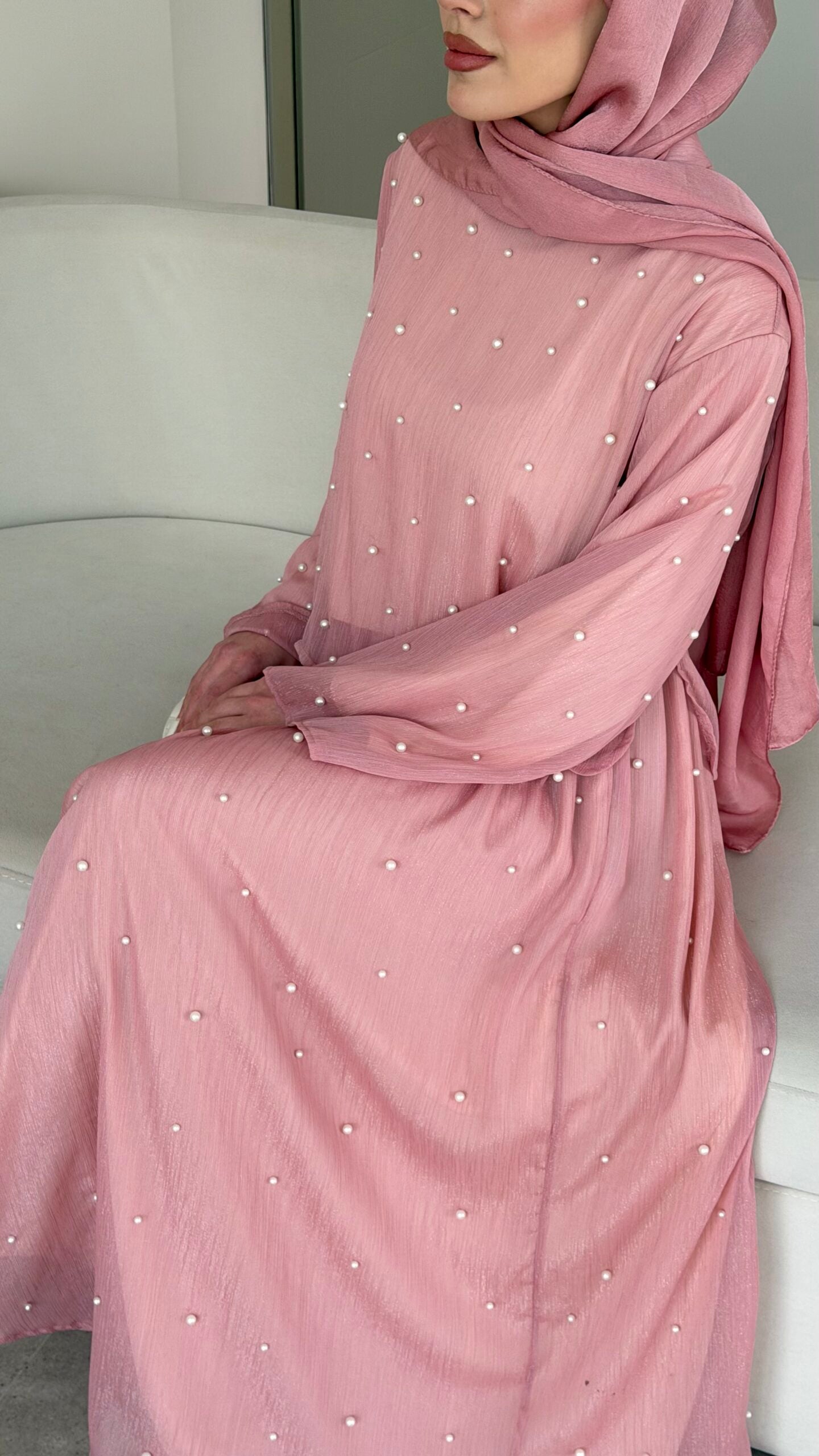 Balm İnci İşlemeli Takım – Pembe