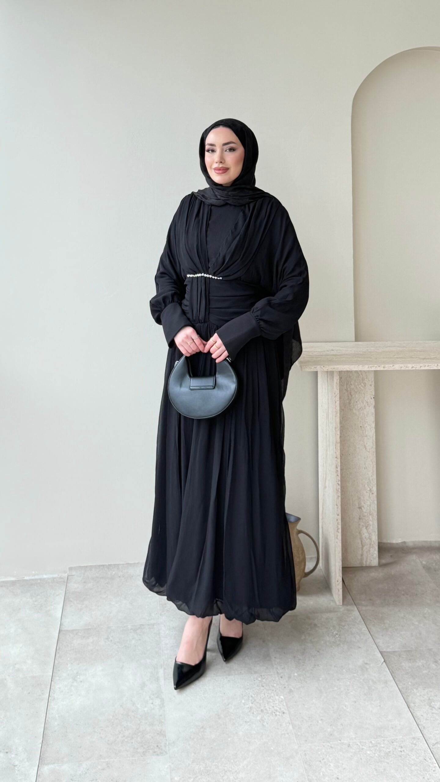 Real Taşlı Elbise – Siyah