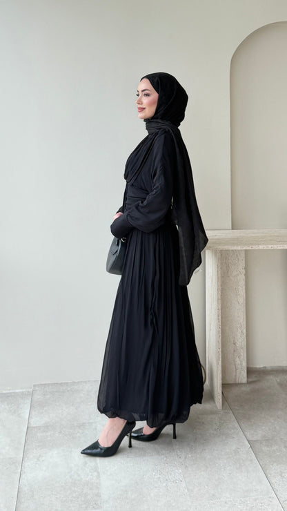 Real Taşlı Elbise – Siyah