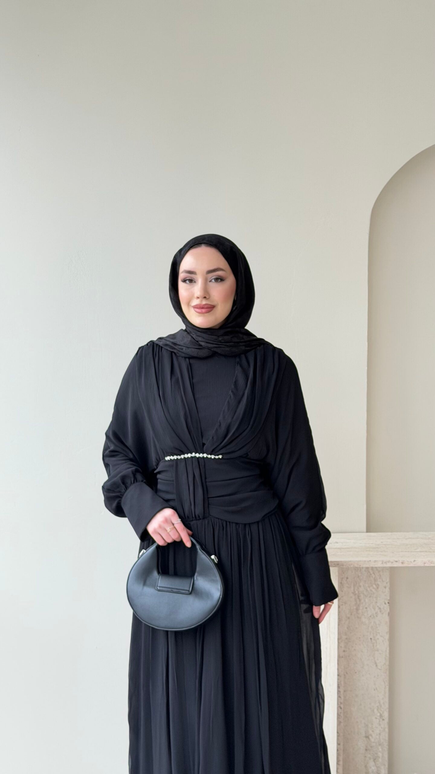 Real Taşlı Elbise – Siyah