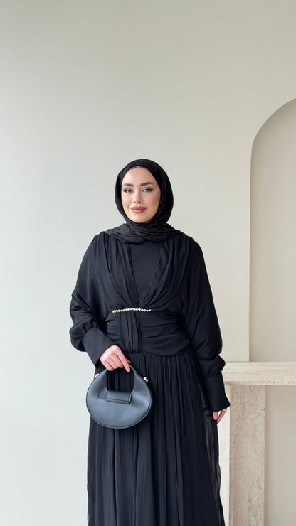 Real Taşlı Elbise – Siyah