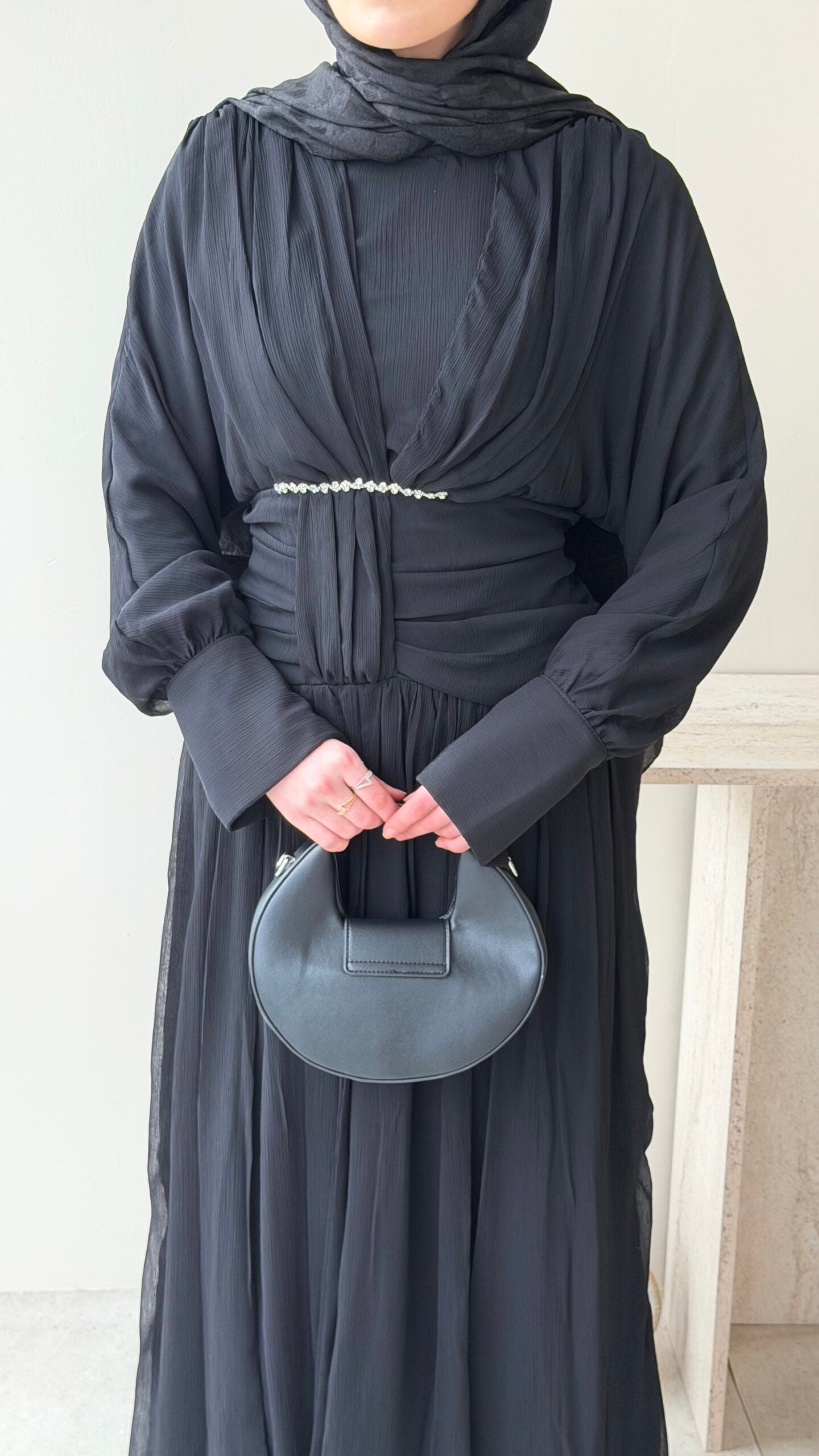Real Taşlı Elbise – Siyah