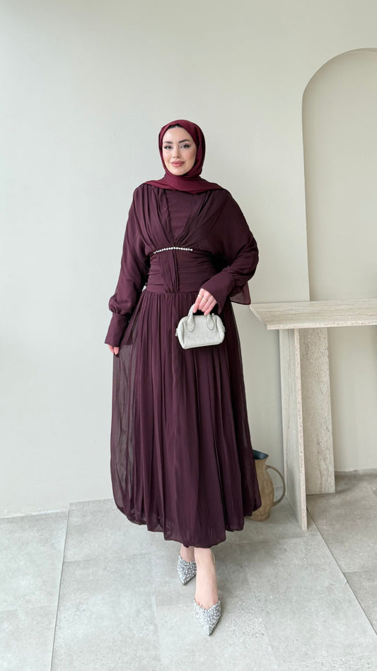 Real Taşlı Elbise – Bordo