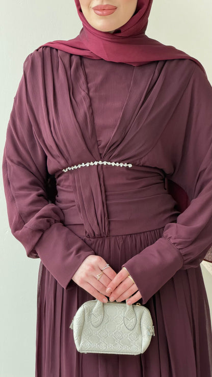 Real Taşlı Elbise – Bordo