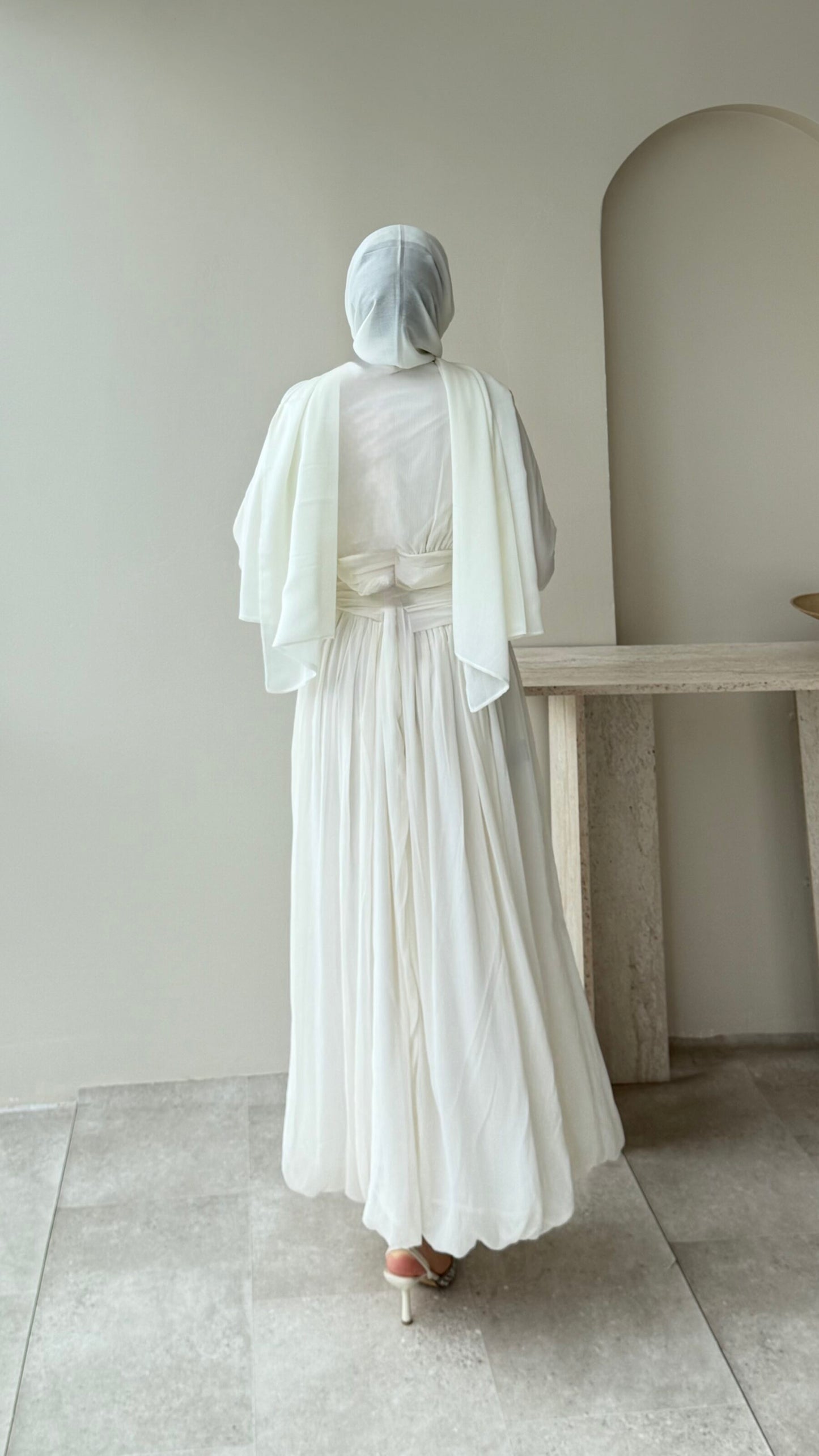 Real Taşlı Elbise – Beyaz
