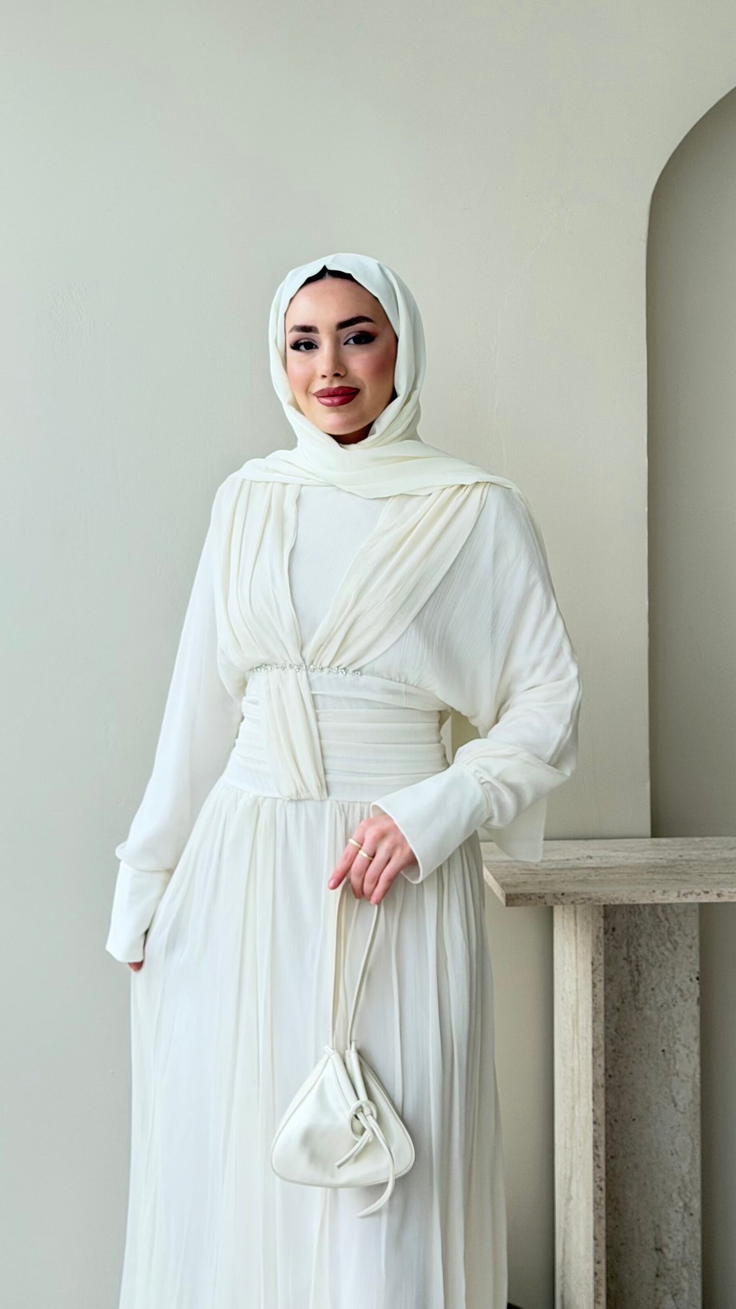 Real Taşlı Elbise – Beyaz
