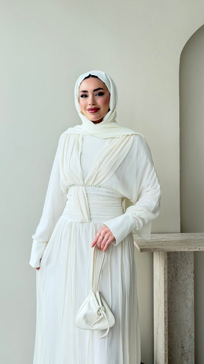 Real Taşlı Elbise – Beyaz