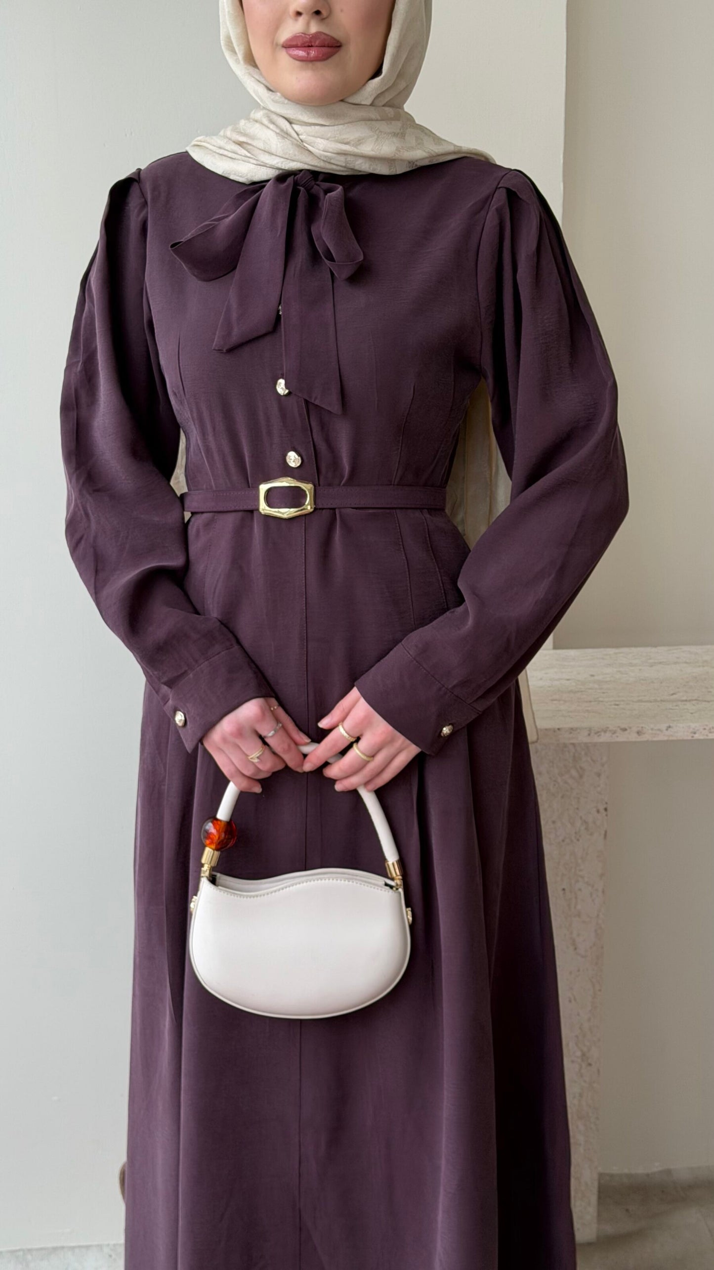 Flora Tensel Elbise – Bordo