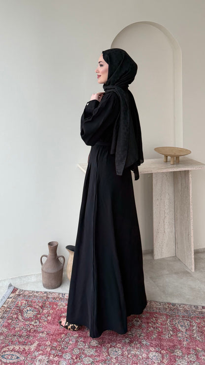 Flora Tensel Elbise – Siyah