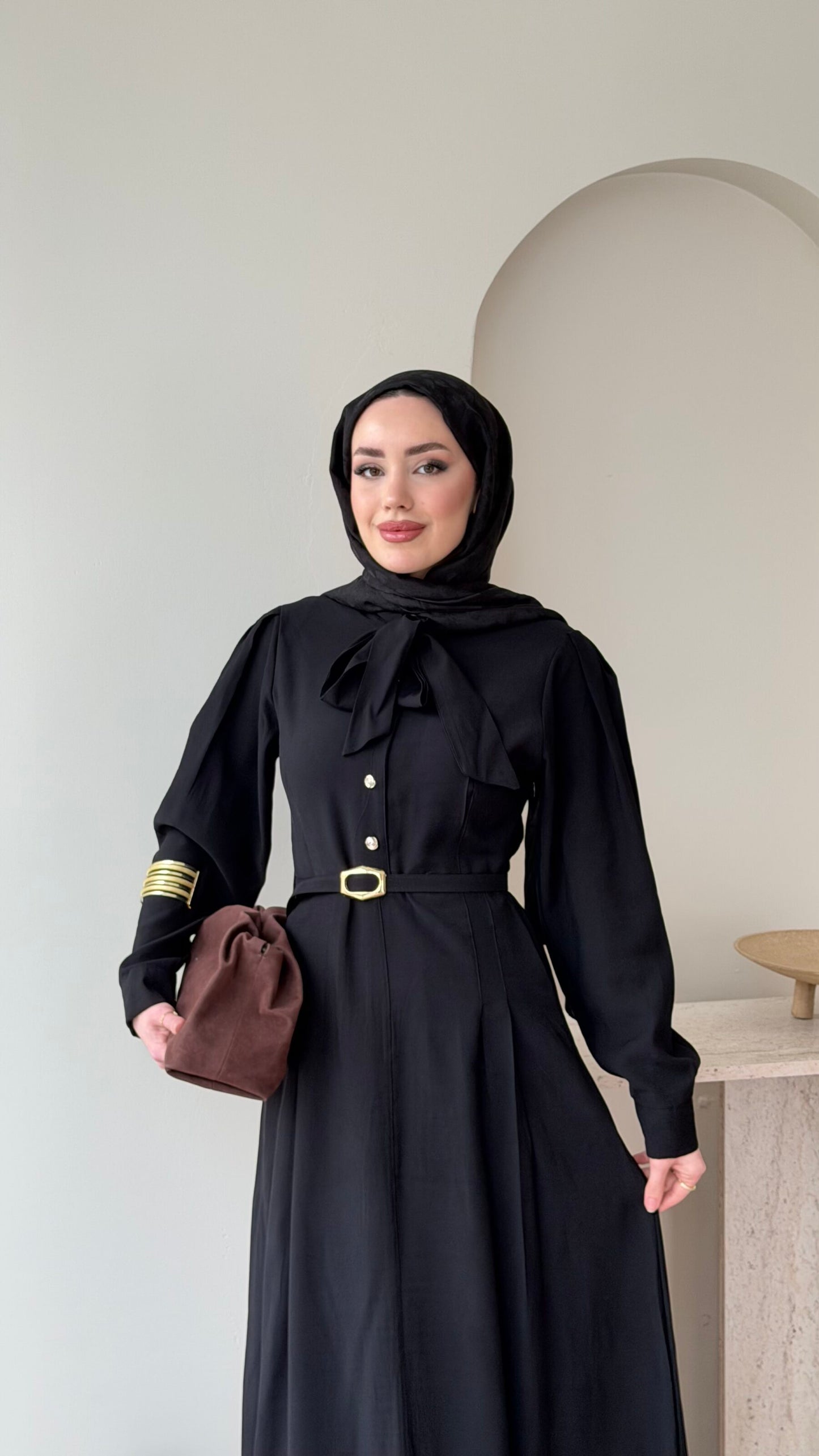 Flora Tensel Elbise – Siyah