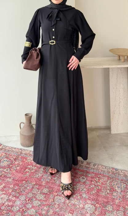 Flora Tensel Elbise – Siyah