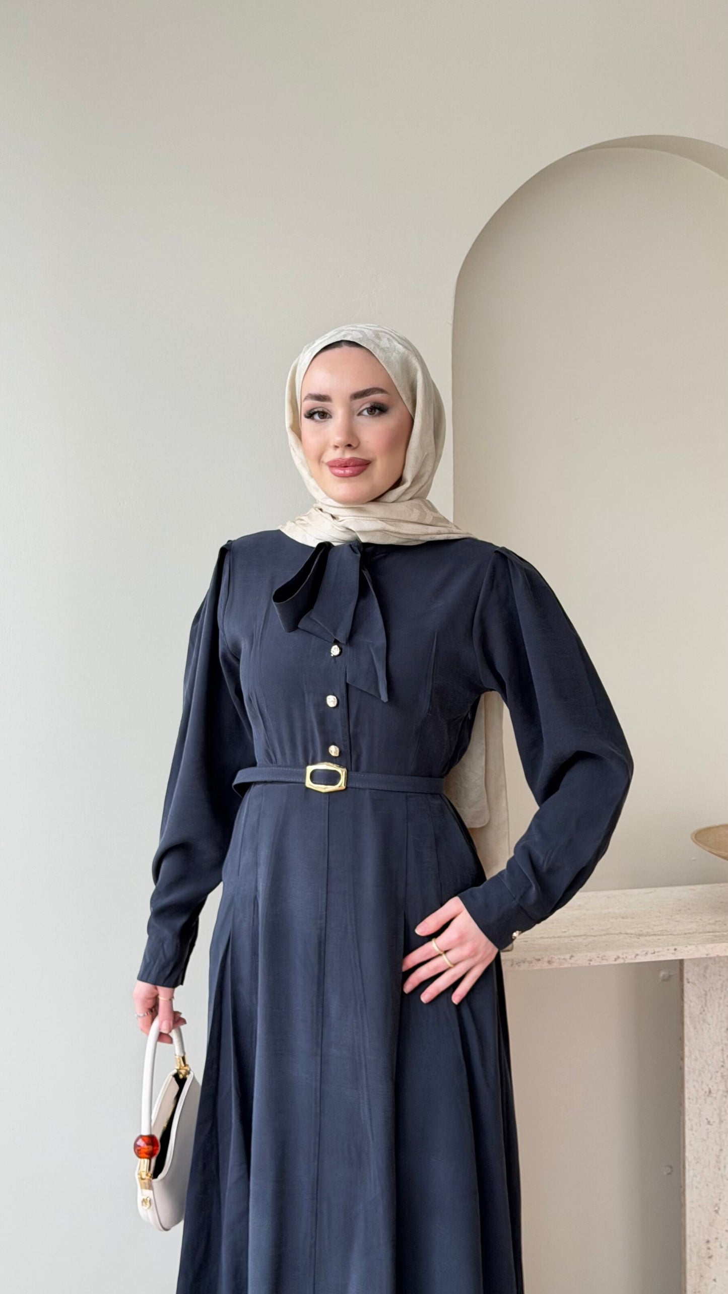 Flora Tensel Elbise – Lacivert