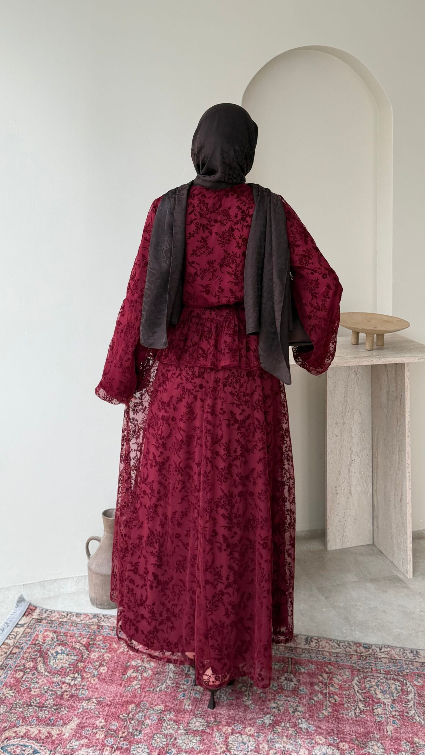 Flow Dantel Takım – Bordo