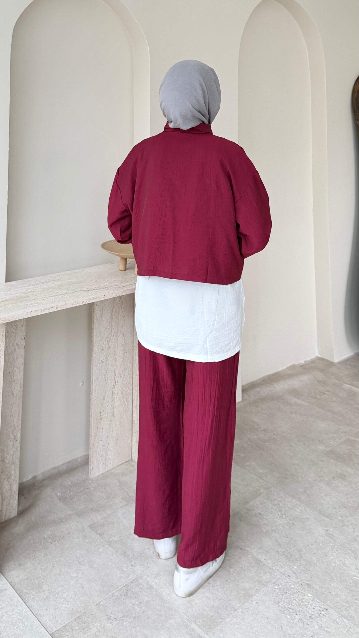 Mia Çilek Kumaş Takım – Bordo