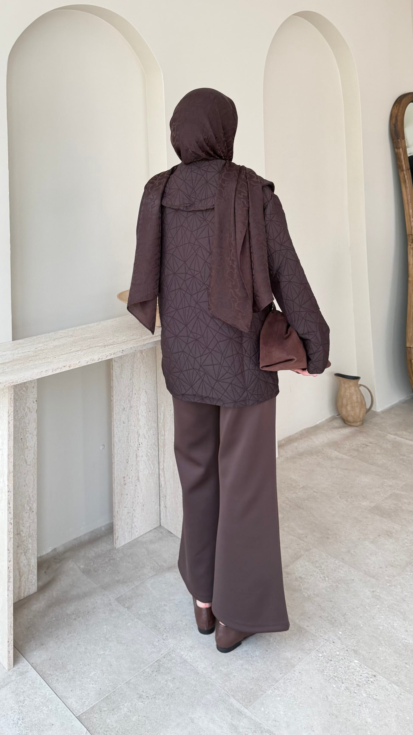 Lara Üçgen Desen Ceket – Kahverengi