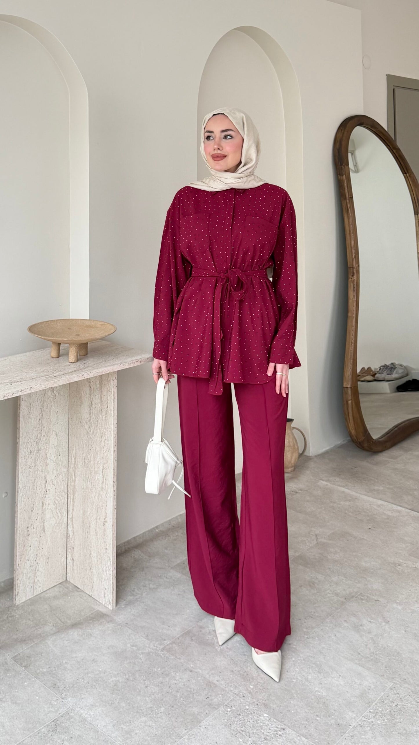 Lina Taşlı Takım – Bordo
