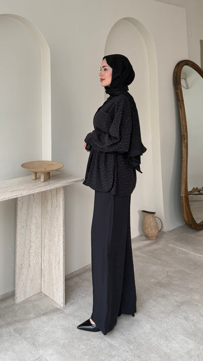 Lina Taşlı Takım – Siyah