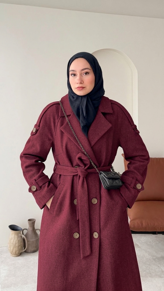 OLA Premium Kaşe Kaban BORDO