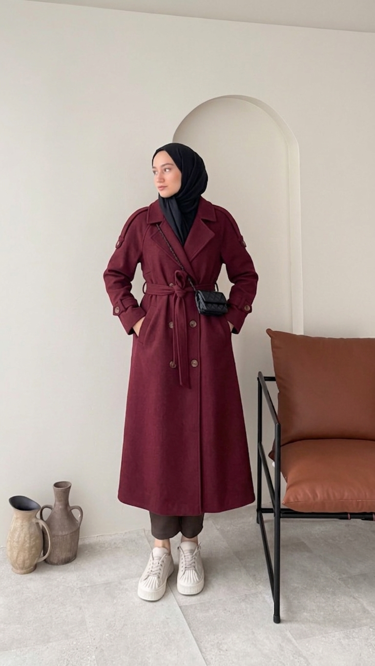 OLA Premium Kaşe Kaban BORDO