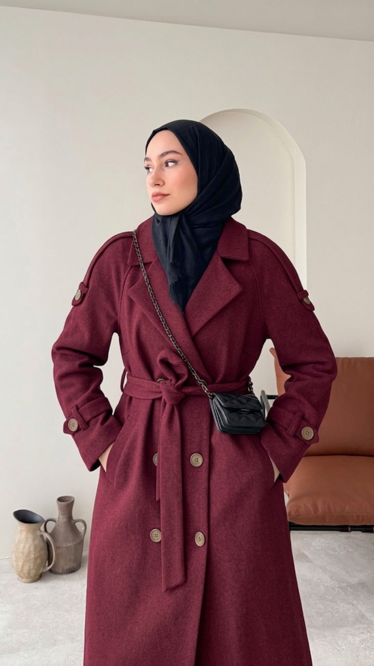 OLA Premium Kaşe Kaban BORDO